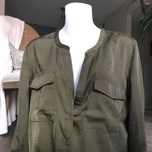 Green Satin Forever 21 Blouse